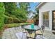 Cozy outdoor patio with stone tiles and comfortable seating, overlooking the lush backyard at 979 Bridgegate Ne Dr, Marietta, GA 30068