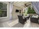Charming covered patio with ceiling fan and TV, perfect for outdoor entertaining at 1165 Victoria Ne St, Brookhaven, GA 30319