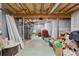 Unfinished basement offering ample storage space and potential for customization to suit various needs at 5785 Timberlane Ter, Sandy Springs, GA 30328