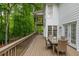 Relaxing back deck featuring a dining table and chairs, perfect for outdoor entertaining with beautiful nature views at 1161 Arborhill Dr, Woodstock, GA 30189