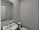 Powder room with pedestal sink and modern fixtures at 3968 Annsbury Court, Lilburn, GA 30047