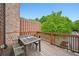 Enjoy outdoor dining on this back deck with wooden table, chairs, and fenced perimeter at 62 High Top Pt, Sandy Springs, GA 30328