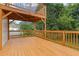 Spacious outdoor deck with wood railings and trees in background at 470 Brackin Trce, Grayson, GA 30017