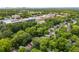 An aerial view showcases a neighborhood with lush greenery and city skyline in the distance at 120 Warren Ne St, Atlanta, GA 30317