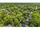 An aerial view shows homes nestled among trees and a vibrant neighborhood with a canopy of green at 120 Warren Ne St, Atlanta, GA 30317
