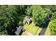 An aerial perspective shows a home with verdant trees and lawns in a peaceful, neighborhood setting at 2926 Swarthmore Dr, Lawrenceville, GA 30044
