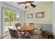 Cozy dining area with a sliding glass door to the patio and wood-look floors at 217 Colemans Bluff Dr, Woodstock, GA 30188