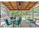 Cozy screened porch with vaulted wood ceiling, comfortable seating, and view of the backyard at 4067 Silver Fir Ct, Marietta, GA 30066