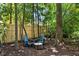 Inviting backyard space with a fire pit and Adirondack chairs, surrounded by trees and a wooden fence at 486 Milledge Gate Se Ter, Marietta, GA 30067