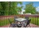 Cozy outdoor deck with table and chairs overlooking the fenced backyard at 5525 Mayfair Crossing Dr, Lithonia, GA 30038