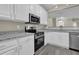 Kitchen with white cabinets, stainless steel appliances, granite counters, and gray flooring at 3302 Dogwood Dr # 123, Atlanta, GA 30354