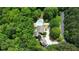 Stunning aerial view of a secluded home with a private pool surrounded by lush greenery and mature trees at 3380 Hill Forest Nw Trl, Acworth, GA 30101