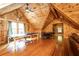 This bonus room features a table tennis game, sitting area and wood paneling on the floors, walls and ceilings at 3380 Hill Forest Nw Trl, Acworth, GA 30101
