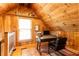 A charming home office with a desk, chair, and shelves and beautiful wood paneled walls and ceilings at 3380 Hill Forest Nw Trl, Acworth, GA 30101