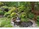 A tranquil backyard waterfall feature surrounded by lush greenery creates a serene and peaceful atmosphere at 1273 Promontory Ln, Marietta, GA 30062