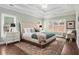 Bright bedroom boasts a tray ceiling, natural light from windows, and neutral tones for a serene atmosphere at 448 Cape Ivey Dr, Dacula, GA 30019