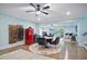 Spacious basement featuring a wine rack, red retro refrigerator, dining area, and a workspace at 2578 Middle Coray Cir, Marietta, GA 30066