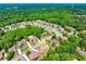 An elevated view of a housing community, set within a verdant, tree-filled environment at 5925 Boulder Bluff Dr, Cumming, GA 30040