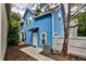 This bright blue home boasts a side patio and modern AC unit at 318 Glenwood Se Ave, Atlanta, GA 30312