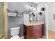 Modern bathroom features granite vanity and updated fixtures at 400 W Peachtree Nw St # 3614, Atlanta, GA 30308