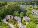 Stunning aerial view of waterfront homes surrounded by lush greenery and beautiful lake views at 6330 Spinnaker Ln, Alpharetta, GA 30005