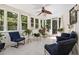 Bright sunroom with tile floors, lots of light, multiple windows, and views of the backyard at 211 Black Kettle Ln, Johns Creek, GA 30022