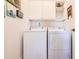 Bright laundry room with washer, dryer, and white cabinets at 5641 Tisbury Ct, Hoschton, GA 30548