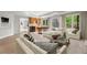 Beautifully staged living room with a kitchenette and views of the backyard at 710 Glen Royal Dr, Roswell, GA 30076