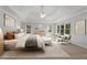 Spacious main bedroom featuring large windows, tray ceiling, and neutral decor at 710 Glen Royal Dr, Roswell, GA 30076