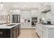 Contemporary kitchen showcasing white cabinets, stainless steel appliances, and a spacious layout at 3672 Silvery Way, Powder Springs, GA 30127