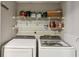 Convenient laundry room with side-by-side washer and dryer and shelving at 1130 Piedmont Ne Ave # 410, Atlanta, GA 30309