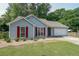 Inviting home exterior features a well-kept lawn, red shutters, an attached garage and manicured landscaping at 2889 Estuary Dr, Acworth, GA 30101