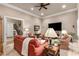 Spacious living room with cozy seating, neutral carpet, and recessed lighting at 320 Wisteria Cir, Roswell, GA 30076