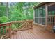 This wooden deck has railings and overlooks the backyard at 4066 Brymond Ct, Tucker, GA 30084