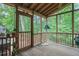 Enjoy the outdoors on this screened in porch with wood flooring, ceiling, and railings at 4066 Brymond Ct, Tucker, GA 30084