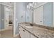 Well-lit bathroom featuring a granite countertop vanity, decorative lighting, and a mirror at 3925 Sheldon Ne Dr, Atlanta, GA 30342