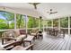 Relaxing screened porch with comfortable seating and ceiling fans, overlooking a lush backyard at 3925 Sheldon Ne Dr, Atlanta, GA 30342