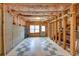 Unfinished basement featuring wood framing, concrete walls, and a checkered floor at 115 Blue Ridge Trl, Powder Springs, GA 30127