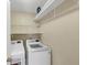 Convenient laundry room with modern washer and dryer, with overhead storage space at 115 Blue Ridge Trl, Powder Springs, GA 30127