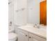 This updated bathroom has a single sink with modern fixtures and a shower and tub combination at 2923 Bicentennial Dr, Stone Mountain, GA 30087