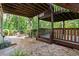 Expansive backyard showcasing a stone patio with multi-level wooden deck overlooking lush landscaping at 2185 Arbor Chase, Cumming, GA 30041