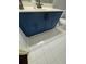 Close up of a bathroom vanity with decorative, painted cabinet at 955 Tributary Way, Dacula, GA 30019