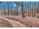 Large, tree-filled backyard with a walking path on a sunny day at 4220 Chapel Hill Farms Dr, Douglasville, GA 30135