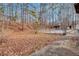 An in-ground pool is surrounded by a chain link fence and mature trees at this private backyard at 4220 Chapel Hill Farms Dr, Douglasville, GA 30135