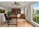 Fully furnished home office with desk, shelving, and ample natural light at 406 Mount Vernon Ct, Woodstock, GA 30189