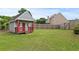 Playhouse in the spacious, fenced-in backyard, ideal for children and outdoor activities at 406 Mount Vernon Ct, Woodstock, GA 30189