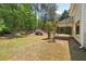 Lush backyard with patio and ample lawn, complemented by mature trees and attractive landscaping at 1745 Fairburn Dr, Cumming, GA 30040