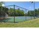 Community tennis court with green and blue playing surface surrounded by secure chain link fence at 1745 Fairburn Dr, Cumming, GA 30040