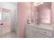 Fresh bathroom with vanity, framed mirror, and separate toilet/shower area at 3810 Sweat Creek Run, Marietta, GA 30062