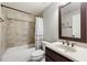 Cozy bathroom with a shower, decorative backsplash, vanity with sink and modern fixtures at 3810 Sweat Creek Run, Marietta, GA 30062